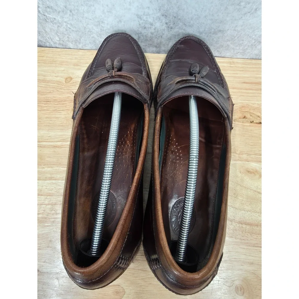 HS Trask Loafers Mens 14 M Brown Leather Tasseled Slip On Casual Shoes Brazil